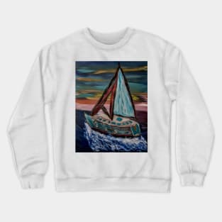 yacht sailing in the open ocean Crewneck Sweatshirt